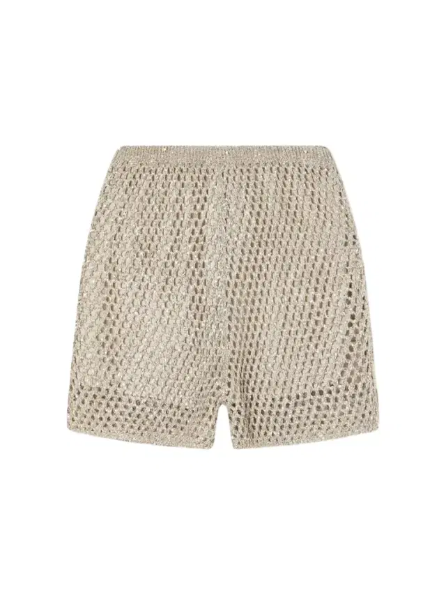 Brunello Cucinelli Sequined Crocheted Cotton Mini Shorts