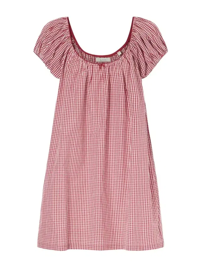 Julia Gathered Checked Organic Cotton Midi Dress