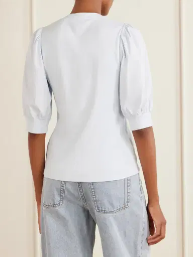 Veronica Beard Coralee Poplin And Ribbed Stretch-pima Cotton-jersey Top | Thumbnail 3