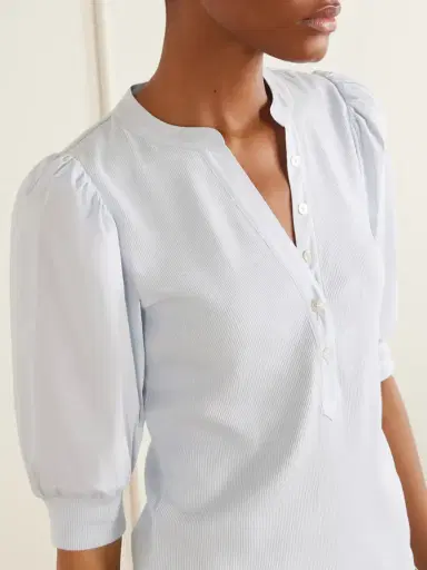 Veronica Beard Coralee Poplin And Ribbed Stretch-pima Cotton-jersey Top | Thumbnail 4
