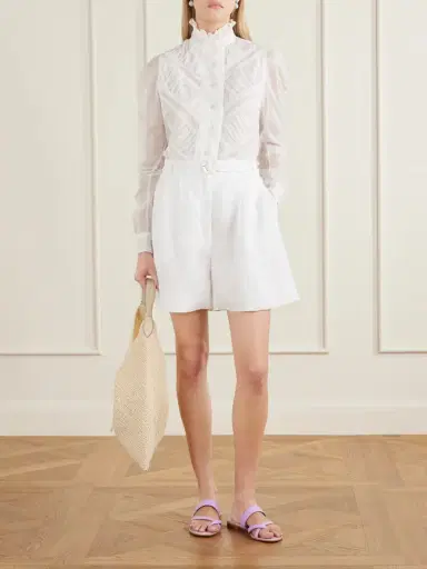 Thierry Colson Wind Ruffled Ruched Cotton-voile Blouse | Thumbnail 2