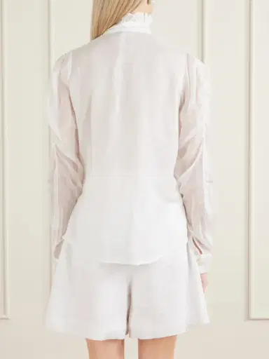 Thierry Colson Wind Ruffled Ruched Cotton-voile Blouse | Thumbnail 4