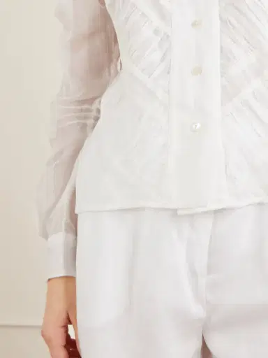 Thierry Colson Wind Ruffled Ruched Cotton-voile Blouse | Thumbnail 6