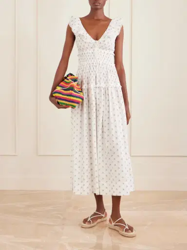 DÔEN Sorina Tiered Embroidered Floral-print Organic Cotton Midi Dress | Thumbnail 2