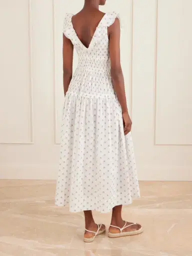 DÔEN Sorina Tiered Embroidered Floral-print Organic Cotton Midi Dress | Thumbnail 3