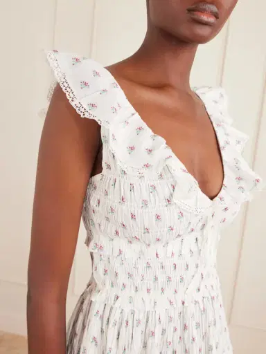 DÔEN Sorina Tiered Embroidered Floral-print Organic Cotton Midi Dress | Thumbnail 4