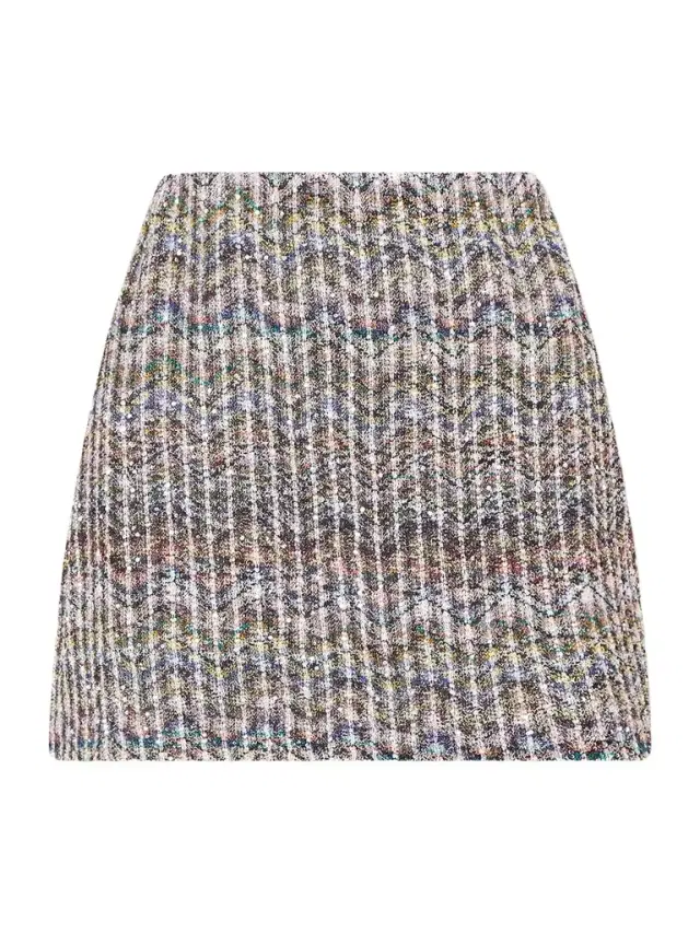 Striped Metallic Crochet-knit Mini Skirt
