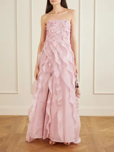 Aje Allairie Strapless Ruffled Shirred Faille Gown | Thumbnail 2 Aje Allairie Strapless Ruffled Shirred Faille Gown | Thumbnail 2