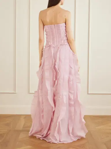 Aje Allairie Strapless Ruffled Shirred Faille Gown | Thumbnail 3 Aje Allairie Strapless Ruffled Shirred Faille Gown | Thumbnail 3