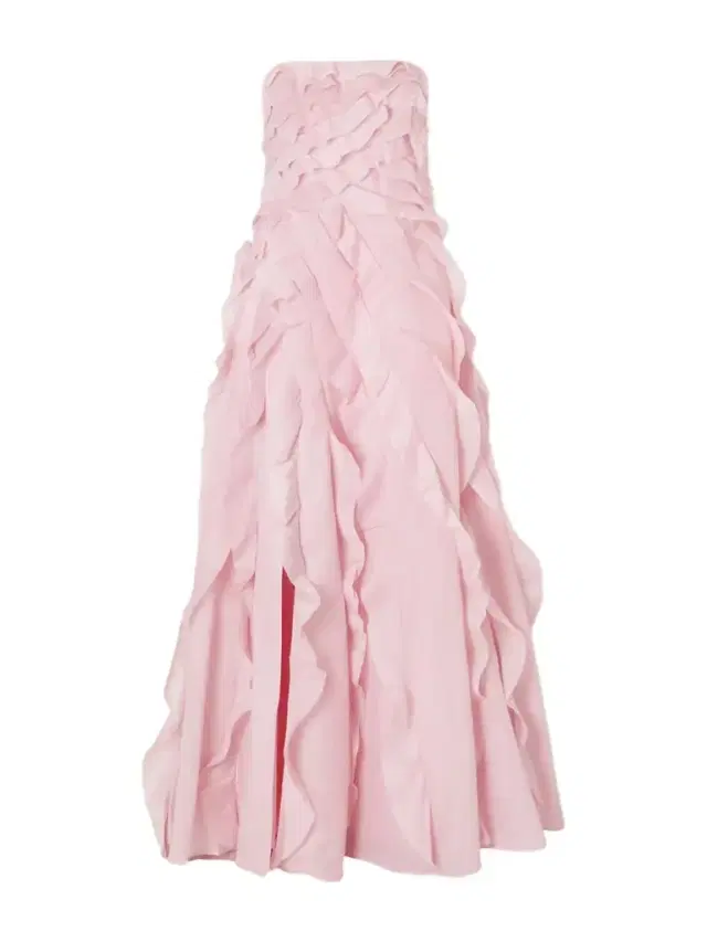 Allairie Strapless Ruffled Shirred Faille Gown