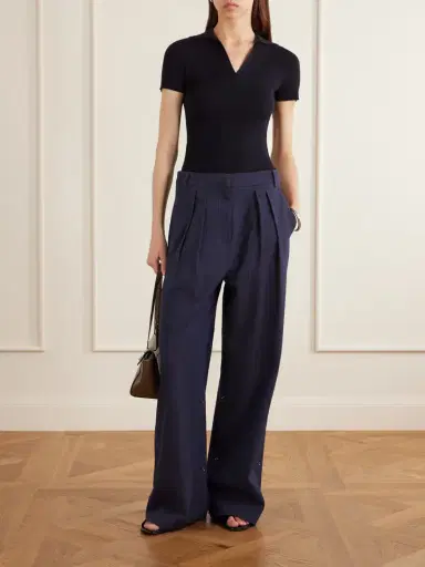Tibi Stella Pleated Checked Wool And Cotton-blend Wide-leg Pants | Thumbnail 2 Tibi Stella Pleated Checked Wool And Cotton-blend Wide-leg Pants | Thumbnail 2