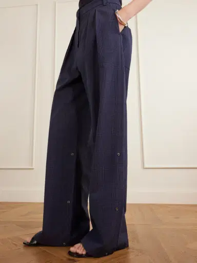 Tibi Stella Pleated Checked Wool And Cotton-blend Wide-leg Pants | Thumbnail 4 Tibi Stella Pleated Checked Wool And Cotton-blend Wide-leg Pants | Thumbnail 4
