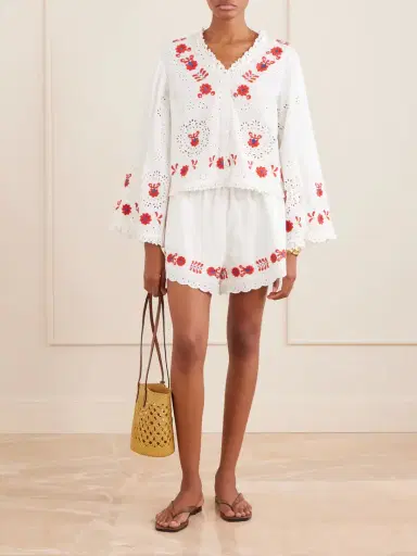 Sea Catharina Embroidered Cotton And Linen Shorts | Thumbnail 2 Sea Catharina Embroidered Cotton And Linen Shorts | Thumbnail 2