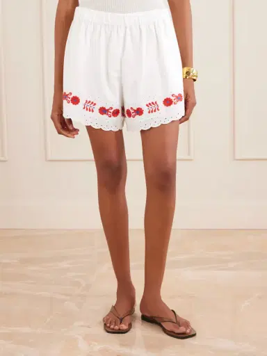 Sea Catharina Embroidered Cotton And Linen Shorts | Thumbnail 3 Sea Catharina Embroidered Cotton And Linen Shorts | Thumbnail 3