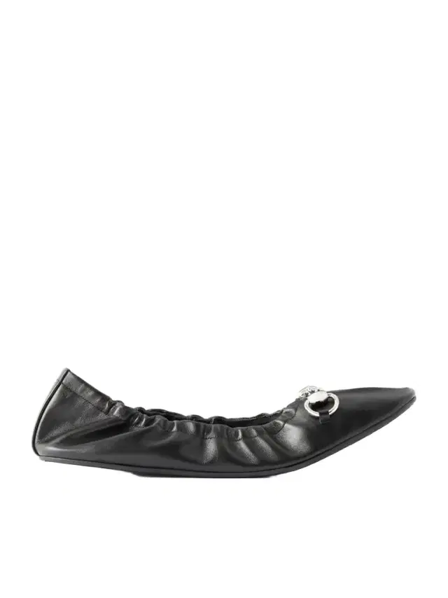 Prima Horsebit-embellished Leather Ballet Flats