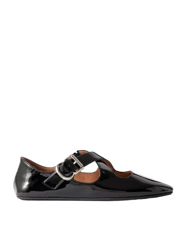 Criss Cross Patent-leather Ballet Flats