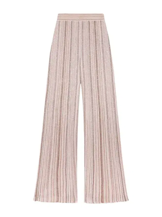 Striped Metallic Crochet-knit Wide-leg Pants