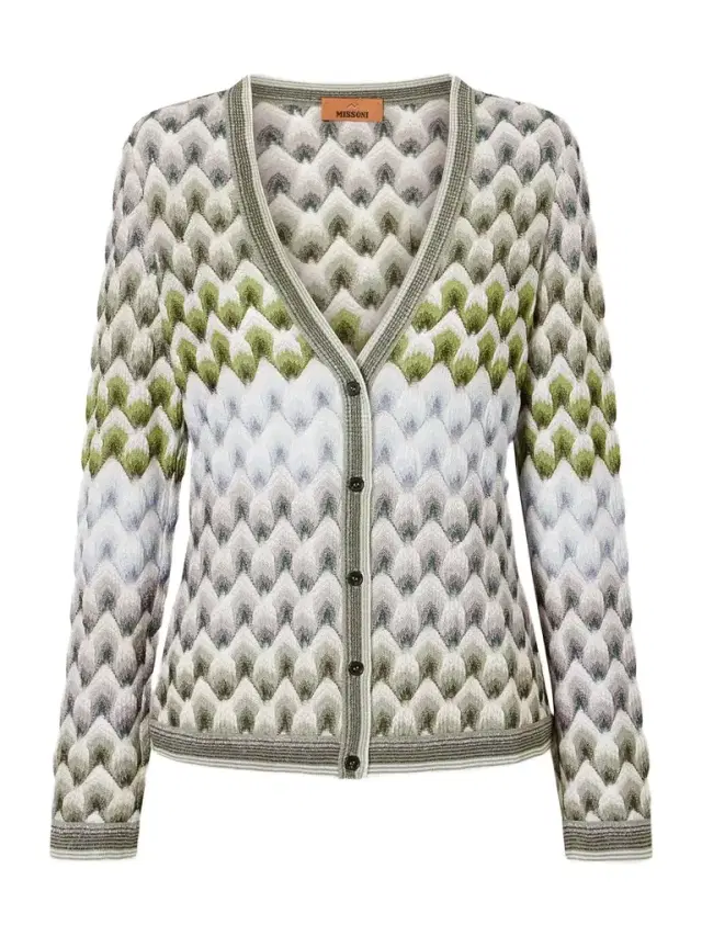 Striped Metallic Crochet-knit Cardigan