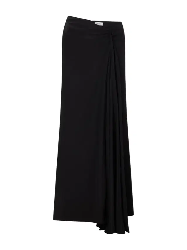 Draped Silk Maxi Skirt