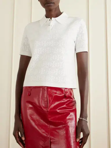 Tory Burch Pointelle-knit Polo Shirt | Thumbnail 3 Tory Burch Pointelle-knit Polo Shirt | Thumbnail 3