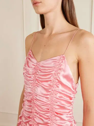 Khaite Raina Ruched Silk Midi Dress | Thumbnail 4 Khaite Raina Ruched Silk Midi Dress | Thumbnail 4