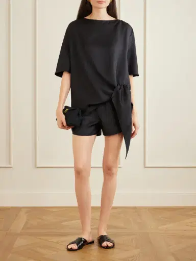 Loulou de Saison Mano Knotted Silk-twill Blouse | Thumbnail 2 Loulou de Saison Mano Knotted Silk-twill Blouse | Thumbnail 2