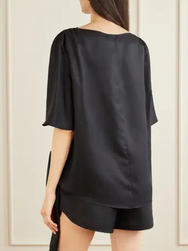 Loulou de Saison Mano Knotted Silk-twill Blouse | Thumbnail 3 Loulou de Saison Mano Knotted Silk-twill Blouse | Thumbnail 3
