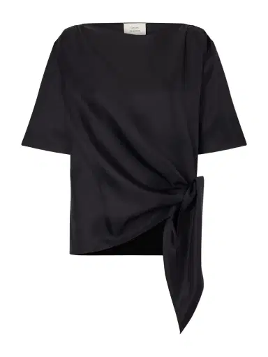 Loulou de Saison Mano Knotted Silk-twill Blouse | Thumbnail 1 Loulou de Saison Mano Knotted Silk-twill Blouse | Thumbnail 1
