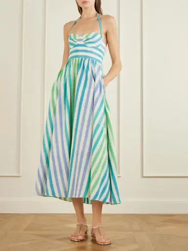 Emporio Sirenuse Johanna Ikat Striped Cotton Midi Dress | Thumbnail 2 Emporio Sirenuse Johanna Ikat Striped Cotton Midi Dress | Thumbnail 2