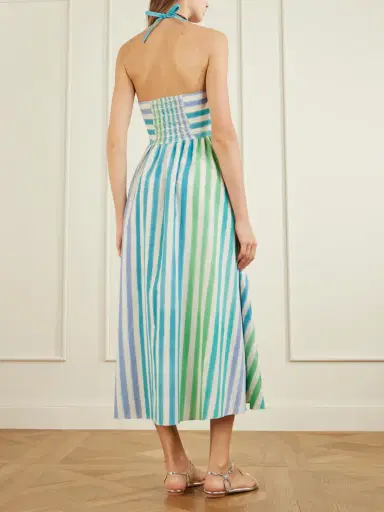 Emporio Sirenuse Johanna Ikat Striped Cotton Midi Dress | Thumbnail 3 Emporio Sirenuse Johanna Ikat Striped Cotton Midi Dress | Thumbnail 3