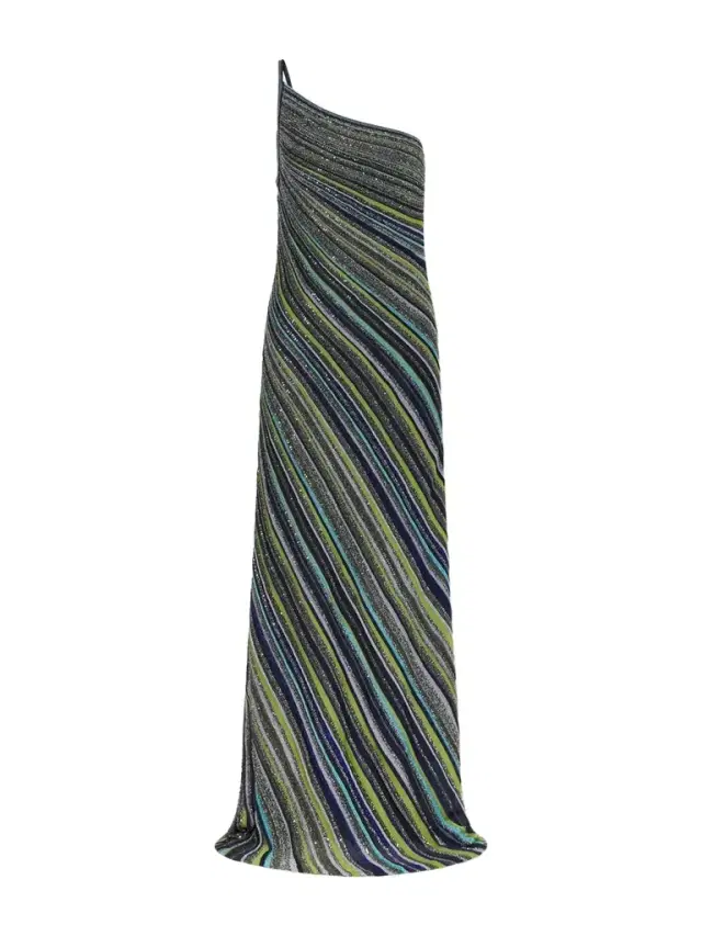 Striped Metallic Crochet-knit Maxi Dress