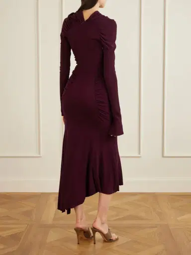 Victoria Beckham Gathered Crepe Maxi Dress | Thumbnail 3 Victoria Beckham Gathered Crepe Maxi Dress | Thumbnail 3