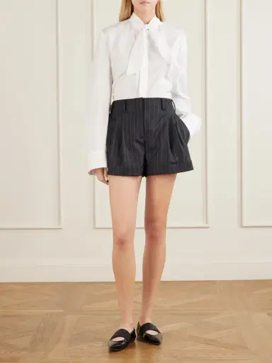 Givenchy Striped Double-pleated Wool Shorts | Thumbnail 2