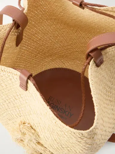Ruslan Baginskiy Leather-trimmed Straw Pouch | Thumbnail 6 Ruslan Baginskiy Leather-trimmed Straw Pouch | Thumbnail 6