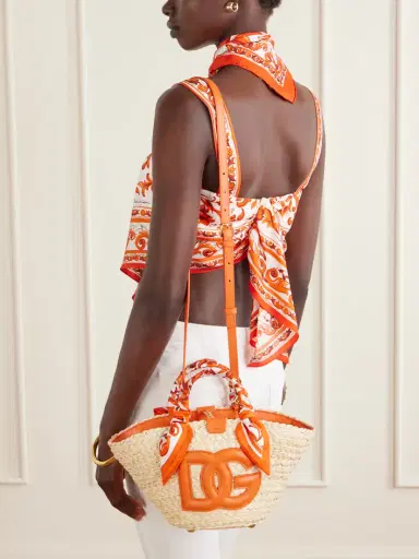 Dolce & Gabbana Kendra Logo-appliquéd Leather-trimmed Raffia Bucket Bag | Thumbnail 2 Dolce & Gabbana Kendra Logo-appliquéd Leather-trimmed Raffia Bucket Bag | Thumbnail 2