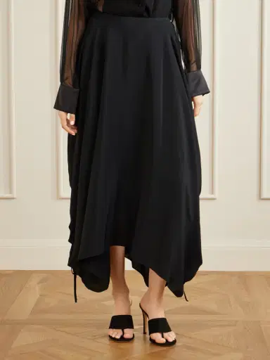 Sharon Wauchob Desia Asymmetric Silk-crepe Midi Skirt | Thumbnail 3 Sharon Wauchob Desia Asymmetric Silk-crepe Midi Skirt | Thumbnail 3