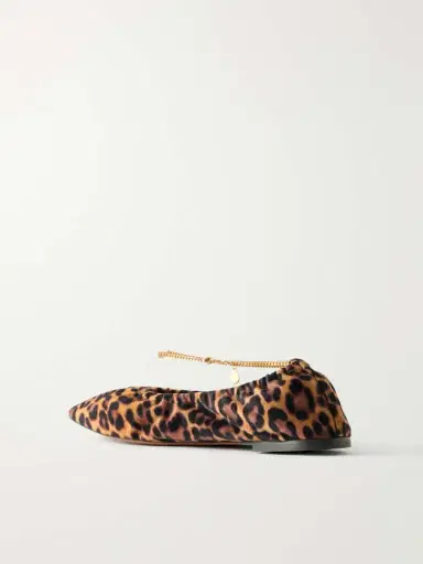 Stella McCartney Embellished Leopard-print Velvet Ballerina Flats | Thumbnail 3