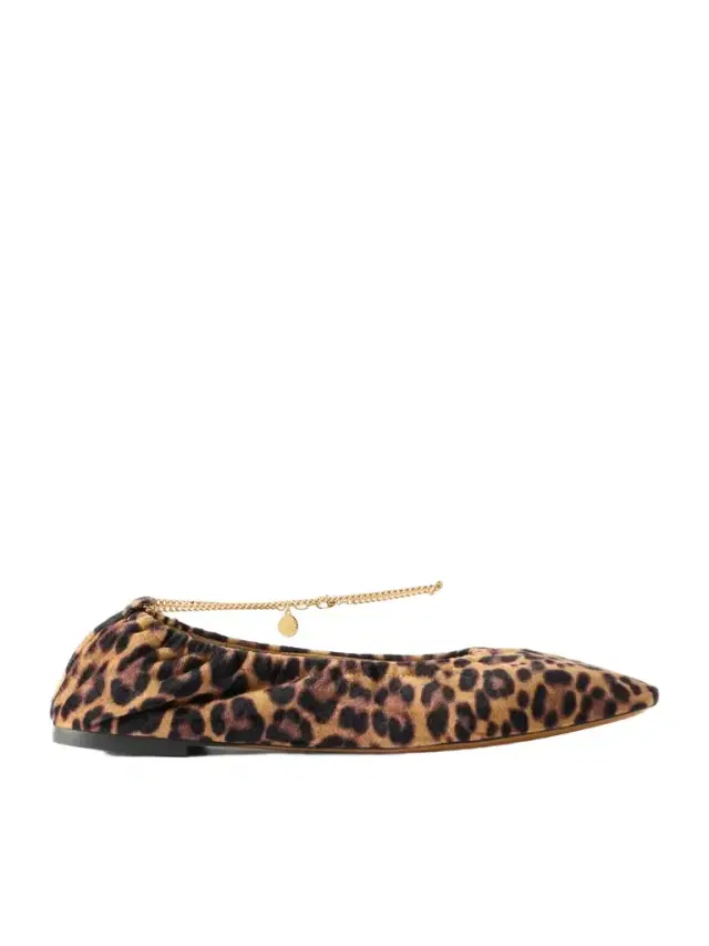 Stella McCartney Embellished Leopard-print Velvet Ballerina Flats