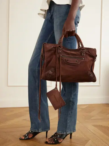 Balenciaga Le City Medium Suede Shoulder Bag | Thumbnail 2 Balenciaga Le City Medium Suede Shoulder Bag | Thumbnail 2