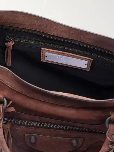 Balenciaga Le City Medium Suede Shoulder Bag | Thumbnail 6 Balenciaga Le City Medium Suede Shoulder Bag | Thumbnail 6