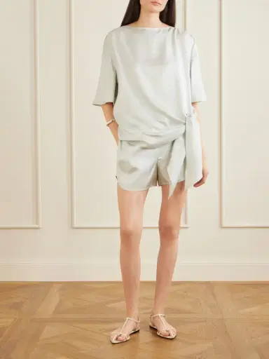 Loulou de Saison Mano Knotted Silk-twill Blouse | Thumbnail 2 Loulou de Saison Mano Knotted Silk-twill Blouse | Thumbnail 2