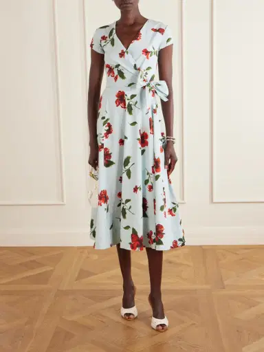Oscar de la Renta Floral-print Cotton-poplin Wrap Midi Dress | Thumbnail 2 Oscar de la Renta Floral-print Cotton-poplin Wrap Midi Dress | Thumbnail 2