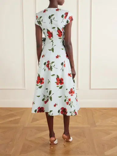 Oscar de la Renta Floral-print Cotton-poplin Wrap Midi Dress | Thumbnail 3 Oscar de la Renta Floral-print Cotton-poplin Wrap Midi Dress | Thumbnail 3