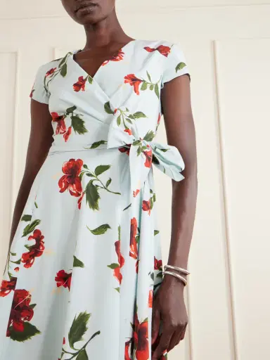 Oscar de la Renta Floral-print Cotton-poplin Wrap Midi Dress | Thumbnail 4 Oscar de la Renta Floral-print Cotton-poplin Wrap Midi Dress | Thumbnail 4