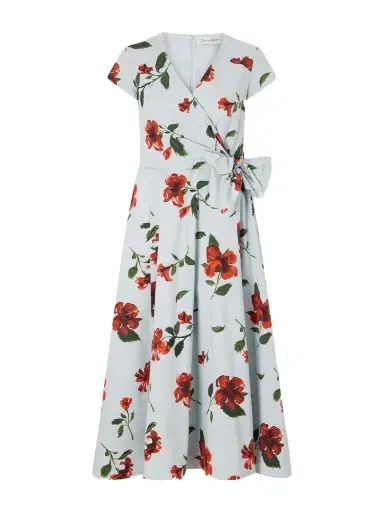 Oscar de la Renta Floral-print Cotton-poplin Wrap Midi Dress | Thumbnail 1 Oscar de la Renta Floral-print Cotton-poplin Wrap Midi Dress | Thumbnail 1