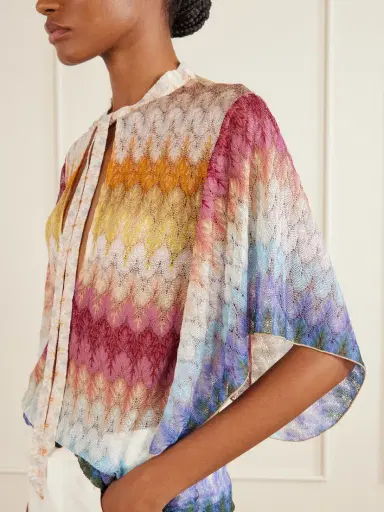 Missoni Tie-detailed Striped Crochet-knit Blouse | Thumbnail 5 Missoni Tie-detailed Striped Crochet-knit Blouse | Thumbnail 5