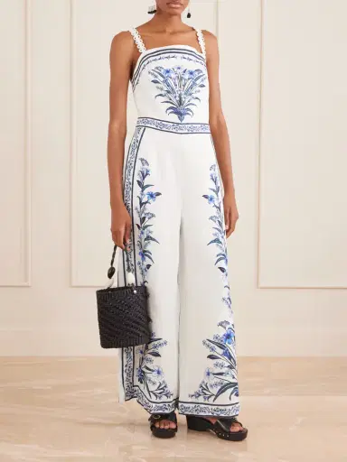 Farm Rio Flowers Arch Printed Linen Jumpsuit | Thumbnail 2 Farm Rio Flowers Arch Printed Linen Jumpsuit | Thumbnail 2