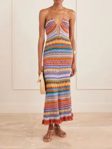 Etro Crocheted Striped Cotton Midi Dress | Thumbnail 2 Etro Crocheted Striped Cotton Midi Dress | Thumbnail 2
