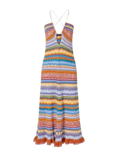 Etro Crocheted Striped Cotton Midi Dress | Thumbnail 1 Etro Crocheted Striped Cotton Midi Dress | Thumbnail 1