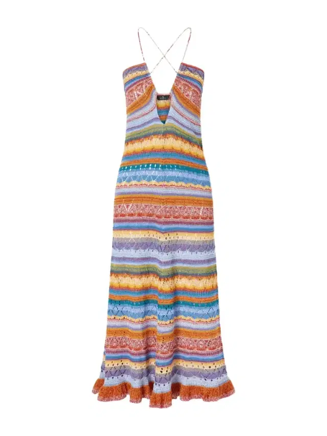 Etro Crocheted Striped Cotton Midi Dress